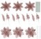 ilauke 30 Stück Weihnachten Glitzer Weihnachtsstern Blumen Künstliche Weihnachtsbaum Blumen Dekorationen Set mit Beerenstiel Clip Laub für Weihnachtskranz Weihnachtsbaum Ornaments,Rosenpulver