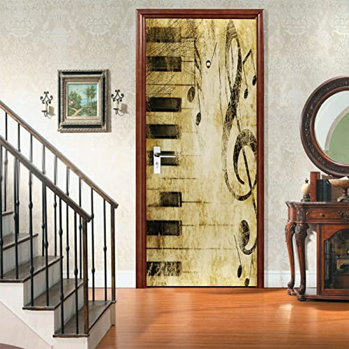 3D Türaufkleber Vintage-Klaviertasten 90X200Cm Türtapete Selbstklebend Türposter - Fototapete 3D Effekt Türfolie Poster Tapete Wandtattoo Diy Selbstklebende Wandbild Pvc Wasserdichte Tapete