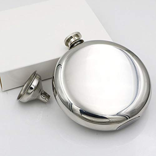 CNFLASK Mirror Finish 5oz Round Hip Flask 304 Stainless Steel Mirror Polished Liquid Container
