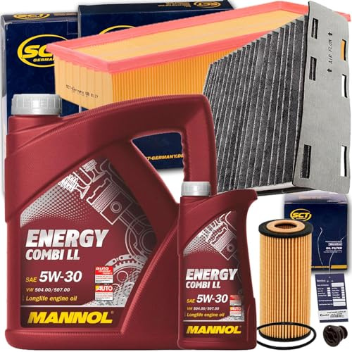 Inspektionspaket+Mannol 5W30 Öl 2.0 Tsi Tfsi | SH4079P+SAK166+SB2117+47197+MN1801+Mn 5W30 Kompatibel mit Alhambra (710, 711),Beetle (5C1, 5C2),Beetle Cabriolet (5C7, 5C8),Q
