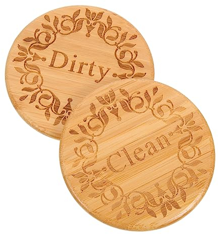 MAGICLULU 2pcs Dishwasher Sign Dishwasher Running Sign Dishwasher Clean Dirty Sign Dishwasher on off Sign Dishwasher Clean Sign Dish Washer Clean Sign Clean Dishes Sign Magnet Wood
