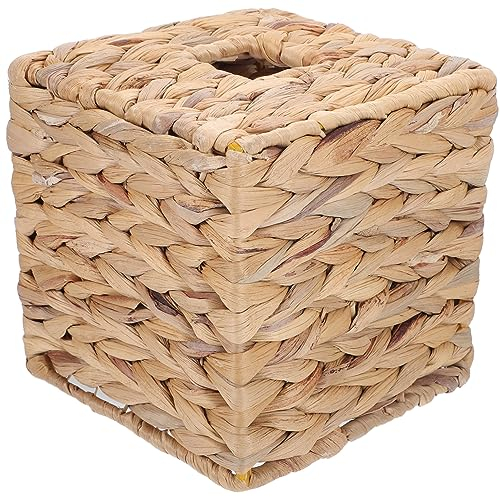 PRETYZOOM Straw Weaving Tissue Box Holder Napkin Box Sturdy Frame Car Tissue Dispenser for Easy Cleaning