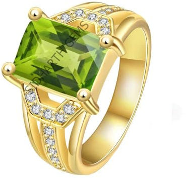 Mtrolls 9,25 Karat Ratti Gold Ring 8,50 Karat Natürlicher Peridot für Männer und Frauen Größe S, Sterling Silber, Small, Sterling Silber, Klein, Small, Sterling Silber