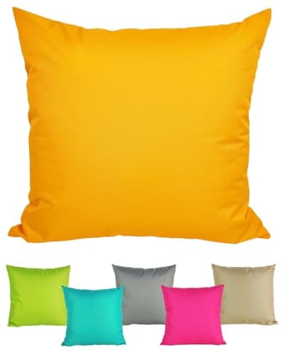 JACK 50x50cm Outdoor Lounge Kissen Dekokissen inkl. XXL-Füllung Wasserabweisend Sitzkissen Garten Stuhl Lotus Effekt, Farbe:Gelb