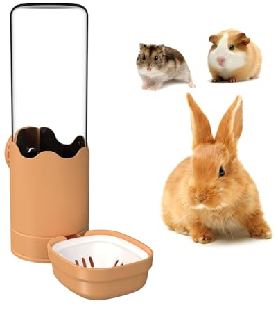 Bebedero Conejo para Jaula 500ml Bebedero Conejo Dispensador de Agua automático antigoteo Botella de Agua Colgante para roedores Conejos Hamster Cobaya Chinchillas Erizos y Ardillas (Aranja, 500ml)