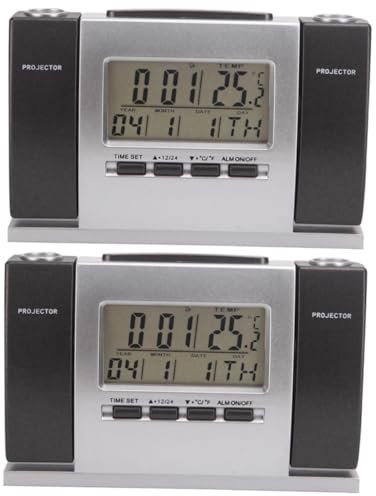 Alipis 2St Projektionsuhr aufblasbarer Pool kleines Metall elektronisch Temperaturuhr drehende Uhr plastiktisch Plastic Tempt zei herrenuhren Innenthermometer Digitaluhr Doppelkopf Wecker