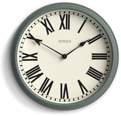 JONES CLOCKS® Hackney wanduhr | Klassische Uhr mit römischen ziffern | 30cm | Grün | Traditionelles Design, das perfekt zu küchen, fluren oder wohnräumen mit Charakter passt.
