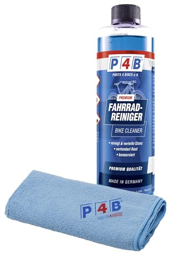 P4B | Fahrradreiniger mit Microfasertuch - 500 ml Nachfüllflasche | Verhindert Rostansatz und erleichtert die regelmäßige Pflege | Ideale Fahrradreinigung und Pflege