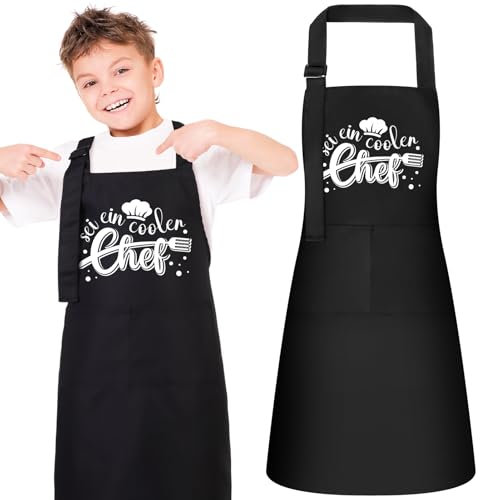 Taonganui Kochschürze für Kinder, Wasserdichte Kinderschürze Mit Tasche, Grillschürze und Malkittel für Jungen und Mädchen Beim Kochen, Malen, Grillen