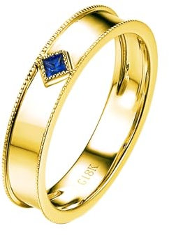 Wycian Ring Männer Personalisiert, Saphir Ring Damen 18K Gelbgold 18K Größe 54 (17.2) Saphir Quadratschliff Blau Gravur Für Verlobung