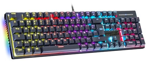 Spirit Of Gamer - XPERT K250, Clavier Gamer Mecanique AZERTY Swtich Rouge, 17 Modes de Rétroéclairage RGB, Technologie N-Key Rollover 26 Touches Antighosting, Connexion Filaire, 2 Switchs Inclus, Noir