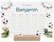 Stundenplan abwischbar personalisiert mit Namen + Holzhalter und Stift - DIN A4 - Personalisierte Fussball Geschenke - Abwischbarer Stundenplan Junge - Schulstart - Fussball Geschenke Jungen
