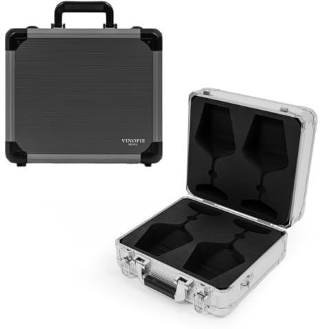 VINOPIE Durable Aluminum Hard Shell Wine Glass Case – Travel Carrier with EVA Foam, Compatible with Zalto, Spiegelau, Gabriel, Josephine (Not Affiliated, Glasses Not Included)