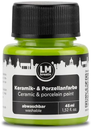 LM-Kreativ Peinture céramique 45 ml – Vert – Passe au lave-vaisselle Peinture pour verre et céramique, idéale pour peindre des tasses et des céramiques, projets créatifs sur verre et porcelaine