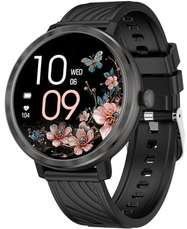 Smartwatch Donna, 1.19” AMOLED Orologio Smartwatch Donna con Chiamate, 110+Modalità Sportive Smart Watch con Sonno/SpO2/Cardiofrequenzimetro, Impermeabil IP68 Fitness Tracker per Android iOS, Nero