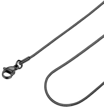 FOCALOOK 1,2mm Collier Serpent Femme Fine & Ajustable Argent/Plaqué Or | Chaîne Femme Or Rose Noir Acier Inoxydable avec Chaine 45-75 cm + 5cm Rallonge pour Pendentif Bijou Excellant Cadeau Femmes