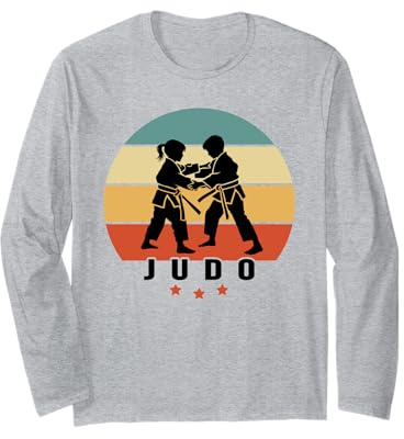 JUDO child retro sunset design boy and girl doing judo Long Sleeve T-Shirt