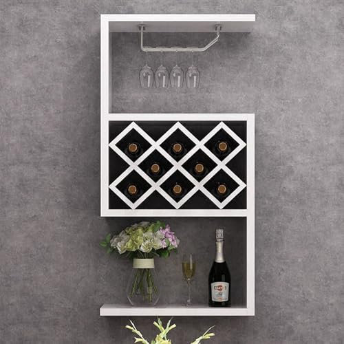 WOLEYUU Großes Hängeregal für Weinflaschen aus Metall, Weinregal im europäischen Stil für kleine Wohnwände, an der Wand montierter Weinschrank, kreatives Hängeregal für das Wohnzimmer im Restaurant