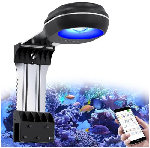 PopBloom RL60 WiFi Led Aquarium Beleuchtung 60w, Meerwasser Aquarium Lampe für Reef Coral Fish Nano Salzwasser Aquarium, Hohe Leistung, APP Unterstützung für Deutsch (60W WiFi (Schwarz))