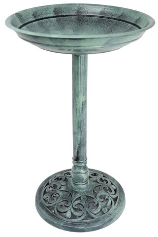 DIVCHI Bird Bath for Garden Freestanding Birdbaths Wild Birds Baths Feeder Bowl Pedestal Birdbath for Outdoors Patio Yard & Lawn Décor (Light Green Classic Bird Bat)