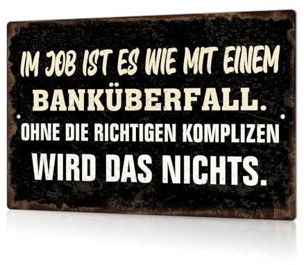 Putuo Decor Metallschild Büro – Lustiges Blechschild mit Spruch – Teamarbeit Deko für Kollegen, Arbeitsplatz oder Homeoffice