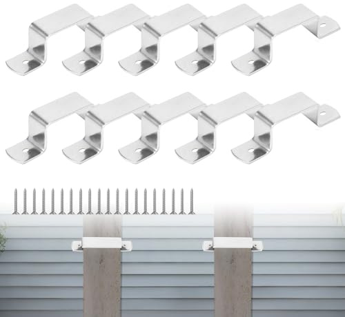Fence Panel Security Brackets, 10 PCS Stainless Steel Fence Clips for Panels, 3''/3.5''/4''/5'' Wooden / Concrete Post Brackets, Fence Panel Holders to Stop Rattling (20 mm, 80 mm / 3 inches)