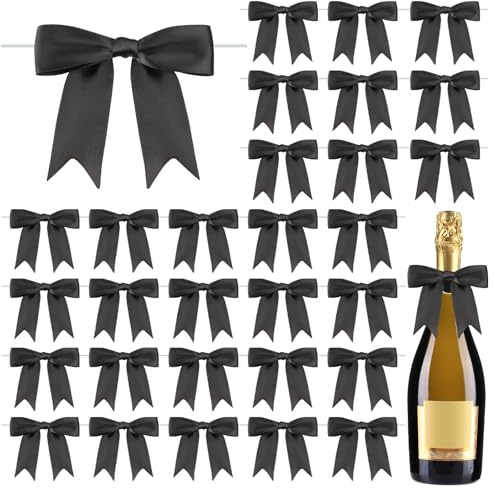 30 Stück Schwarz Schleifen,9cm Fertige Schwarze Schleife mit Draht,Polyester Schleifen Zum Basteln,Klein Geschenkschleife für Geburtstag Weihnachten Kommunion Gastgeschenke Geschenkverpackung DIY