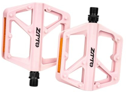 2er Set Pedale mit Reflektoren für Falt- und Outdoorräder, MTB, Trekking, E-Bike, Kinderfahrrad - rutschfeste Alu-Plattform- Hell-pink