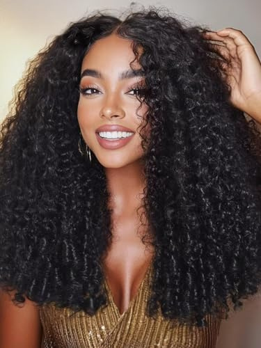 Half Wig Human Hair Burmese Curly Wigs with Spiral Curls for Women 180 Density Glueless Wigs 100% Human Hair Ready to Go 3 In 1 Seamless Flip Over Drawstring Natural Color 24 Inch