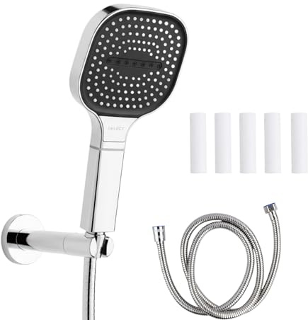 Square High Pressure Shower Head and Hose 1.5M with Filter – Large Powerful Flow Rain Showerhead for Ultimate Shower Experience
