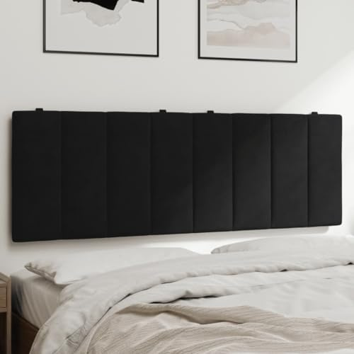Owoxanthellate Kopfteil Hanko 140 cm Samt Schwarz, gepolstertes Wandkissen mit Schaumfüllung, modernes Design für Boxspring & Bettgestell, wandmontierbar für Schlafzimmer und Gästezimmer