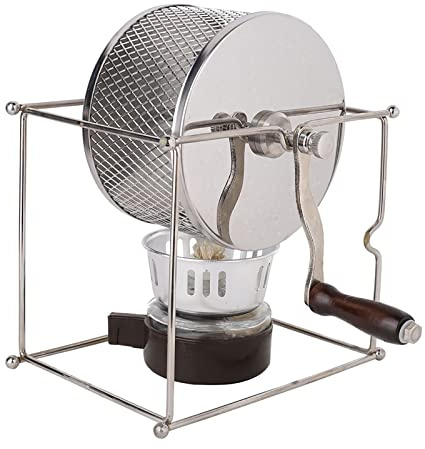 Baxnore Máquina tostadora manual de granos de café Mini tostador de café DIY de acero inoxidable con mango para baristas caseros Equipo de tostado de granos de café de grado profes