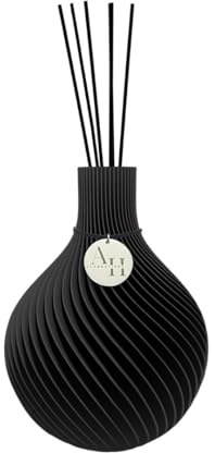 Afilli Homes Raumduft Reed Diffuser „Vela“ – exklusiv mit Duftstäbchen & Duft, edler Duftspender & Design Duftvase, nachhaltiger 3D-Druck aus Österreich, luxuriöse Wohnzimmer & Bad Deko (tiefschwarz)