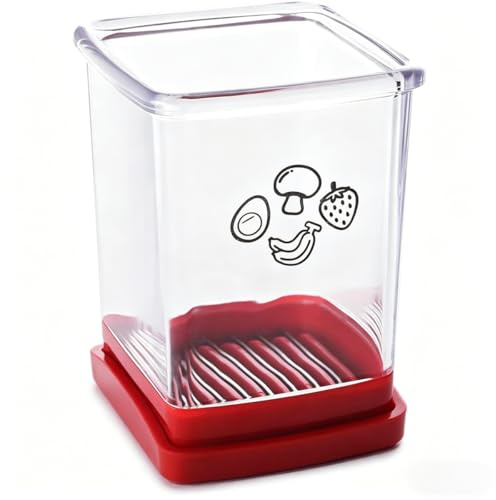 Cup Fruit Slicer, Stainless Steel | Egg Strawberry Banana Slicer, Multi-Functional Vegetable Salad Cutter, Bottom Push Plate, Compact Kitchen Gadget