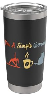 Yoga Coffee Cats – I'm A Simple Woman Doppelwandiger Edelstahl-Thermobecher