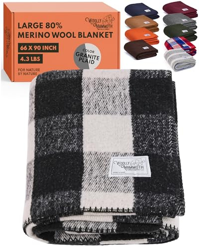 Woolly Mammoth Woolen Company Urlaub auf dem Bauernhof Kollektion Karierte Wolldecke 66 x 90 Schwarz/Creme Plaid