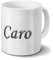 printplanet Tasse mit Namen Caro - Motiv Chrom-Schriftzug - Namenstasse, Kaffeebecher, Mug, Becher, Kaffeetasse - Farbe Weiß