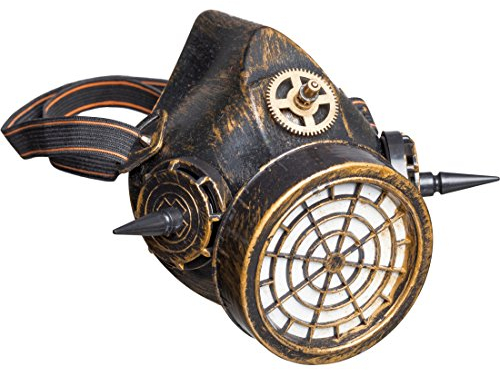 NET TOYS Steampunk Gasmaske Atemschutzmaske bronzefarben Schutzmaske Retro-Futurismus Maske Cyberpunk Style
