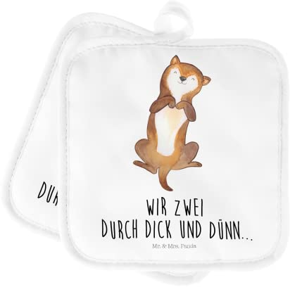 Mr. & Mrs. Panda 2er Set Topflappen Hund Streicheln - Geschenk, Haustier, Bauchkraulen, Topflappen Set, Hundebesitzer, Wauwau, Tierliebhaber,