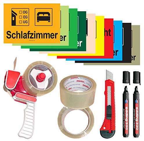 PRICARO Umzugsaufkleber Komplettpaket Wohnung, 85 Stück