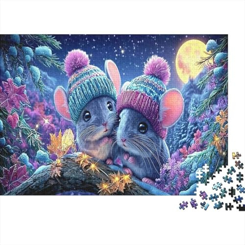 Chinchilla 1000 Teile Puzzle für Erwachsene Papier Nachtwald Szene Entspannung Ruhe Wohndeko Geschenk Ruhige Szene Freizeit