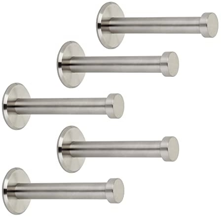5 Stück SOTECH Garderobenhaken TALEA mit Platte echt Edelstahl massiv inkl. Montagematerial Ø 10/15 mm Länge 70 mm Gesamtlänge 73 mm Wandhaken Handtuchhalter