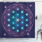 ABAKUHAUS Mandala Duschvorhang, Ombre Blume des Lebens, Stoffliches Gewebe Badezimmerdekorationsset mit Haken, 175 x 240 cm, Pale Blue Violet Indigo