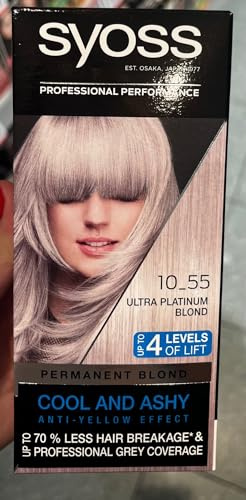 Syoss Blond Cool Blonds Haarfarbe, Haarfarbe, 10-55 Platinum Blond Stufe 3, 115 ml