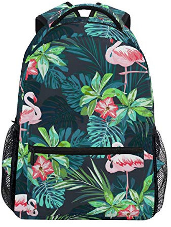 Mnsruu Tropischer Sommer mit Flamingos Rucksack Schultasche Reise Tagesrucksack Rucksack für Studenten Jungen Mädchen, Laptop-Rucksack
