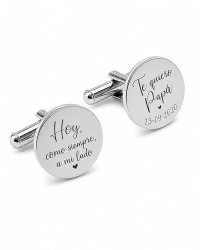 Gemelos Personalizados Padrino Fecha Grabada a Láser | Te Quiero Papá Regalo Boda