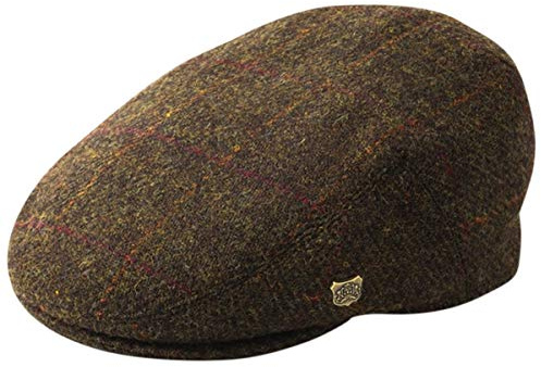 Failsworth Millinery Stornoway Harris Tweed Flat Cap (Latest Version) - Pattern 2017 - Mocha, Medium (57cm)