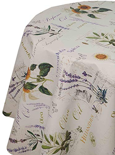 Wachstuch Wachstischdecke Tischdecke Gartentischdecke Heilpflanzen Rund 135 cm abwaschbar gefaltet