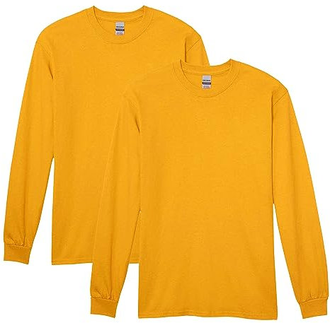 Gildan Unisex's Heavy Cotton Long Sleeve T-Shirt, Style G5400, 2-Pack, Gold, Medium (Pack of 2)