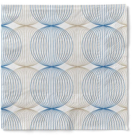 Mank Servietten aus Tissue 40 x 40 cm | 1/4 Falz Dinner Serviette | hochwertige Einmal-Serviette | 100 Stück | Ludo (Blau-Gold)
